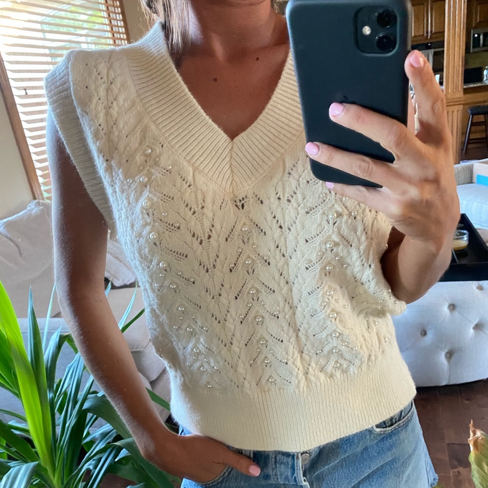 Zara embellished knit sweater vest